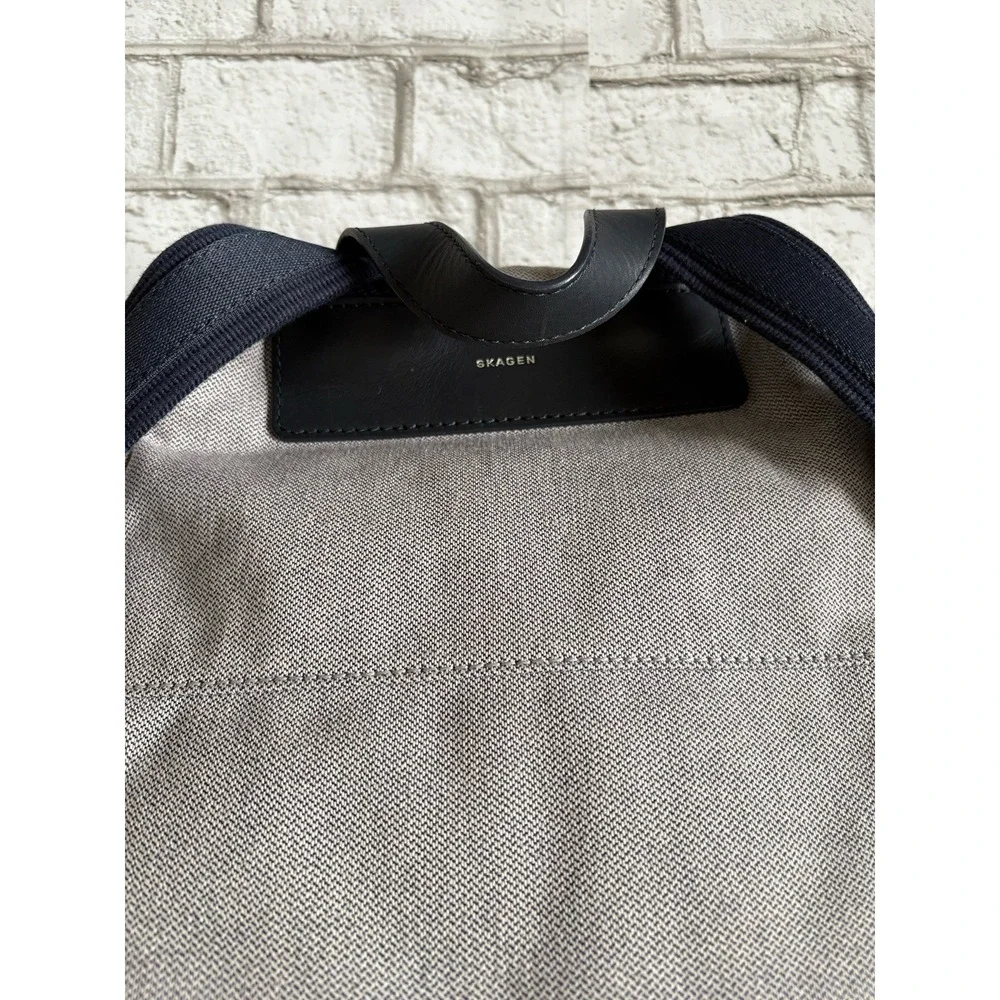 Skagen Kroyer backpack gray herringbone With Blue Leather